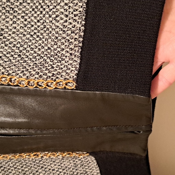 St John Collection Marie Grey Vintage Knit Short Jacket Leather trim sz S - Picture 6 of 13